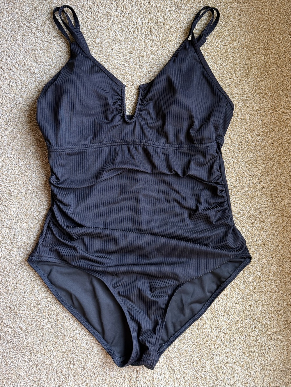 Pinkblush Maternity Black Ribbed One-Piece Swimsuit